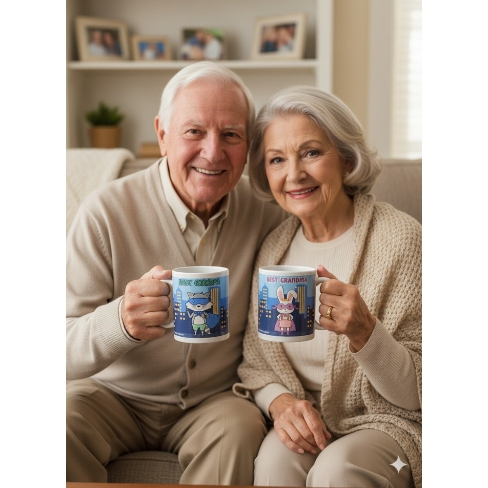 Best Grandpa And Best Grandma Mug Set Of 2 Super Heros